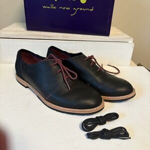 Ahnu EMERY Black Leather Oxfords Women's 7.5 Casual Comfort Shoes Lace Up